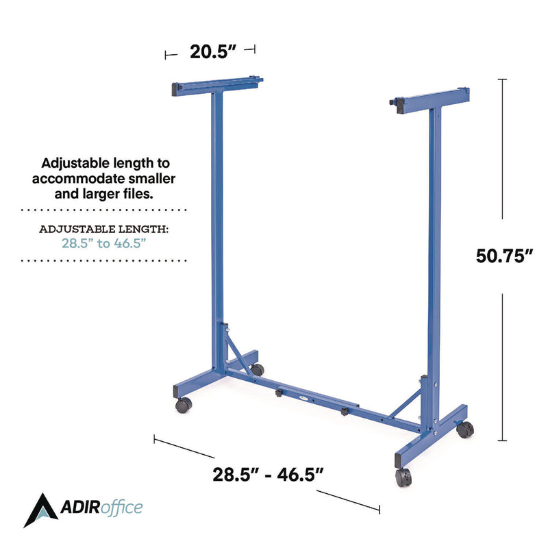 AdirOffice Expandable Blueprint Storage Cabinet Mobile Plan Center, Assorted Document Sizes, 20.5" x 28" to 46.5" x 50.75", Blue (ALHI615BLU) Each