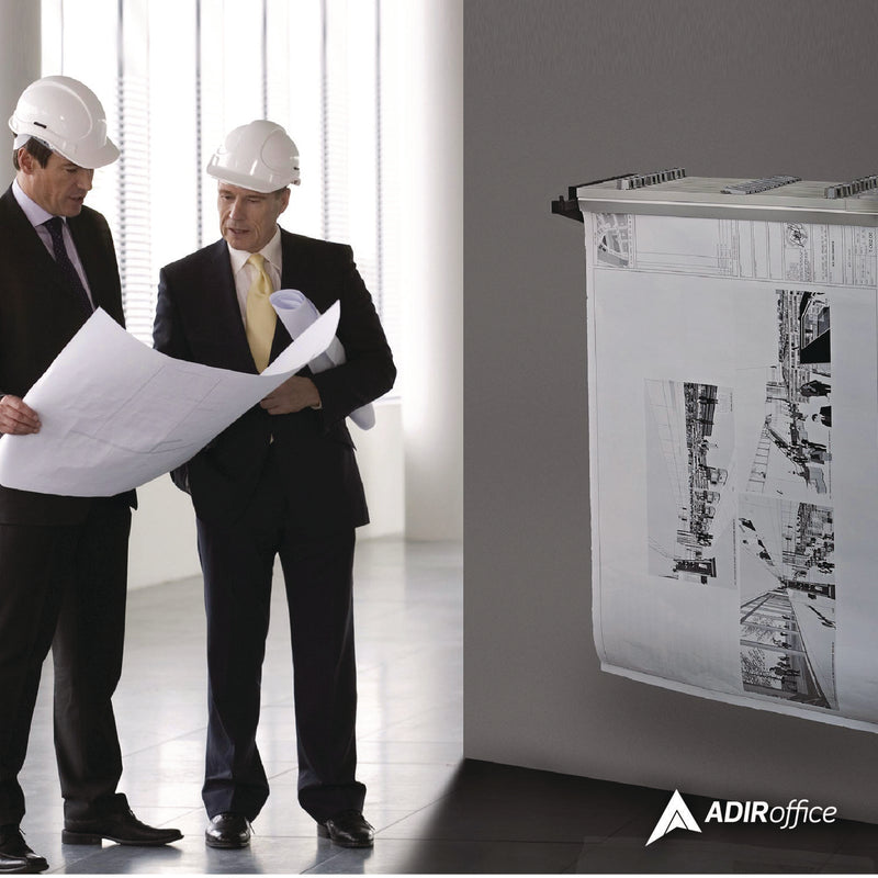 AdirOffice Drop Lift Blueprint Storage Wall Rack, Assorted Document Sizes Accommodated, 7.9" x 1.2" x 7.1", Gray (ALHI616) Each