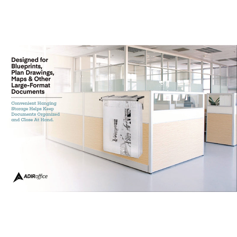AdirOffice Drop Lift Blueprint Storage Wall Rack, Assorted Document Sizes Accommodated, 7.9" x 1.2" x 7.1", Gray (ALHI616) Each