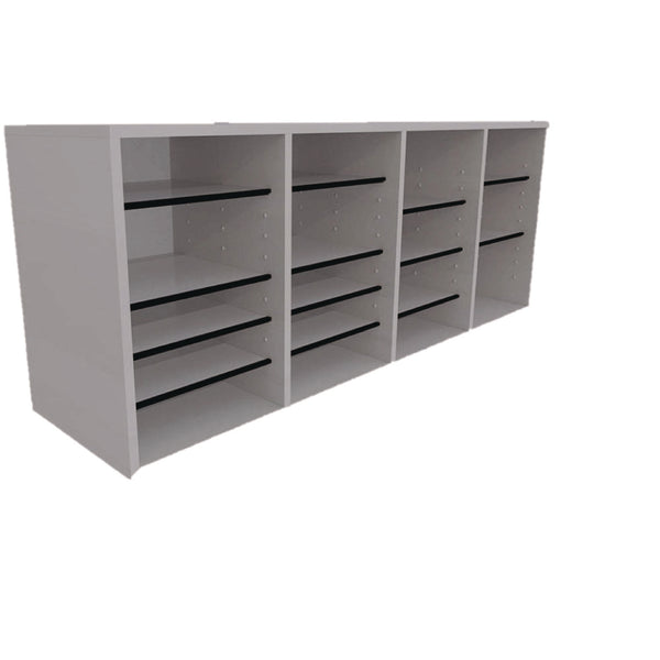 AdirOffice Wood Adjustable 24 Compartment Literature Organizer, 24 Sections, Letter Size, 39.3 x 11.8 x 16.3, White (ALHI50024WHI) Each