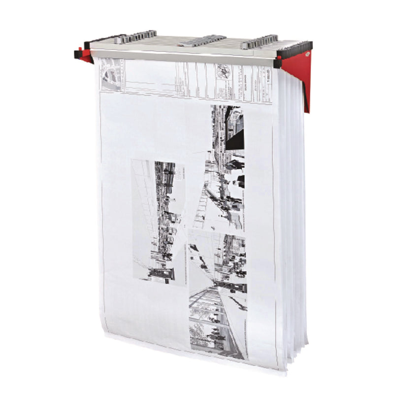 AdirOffice Drop Lift Blueprint Storage Wall Rack, Assorted Document Sizes Accommodated, 7.9" x 1.2" x 7.1", Red (ALHI616RED) Each