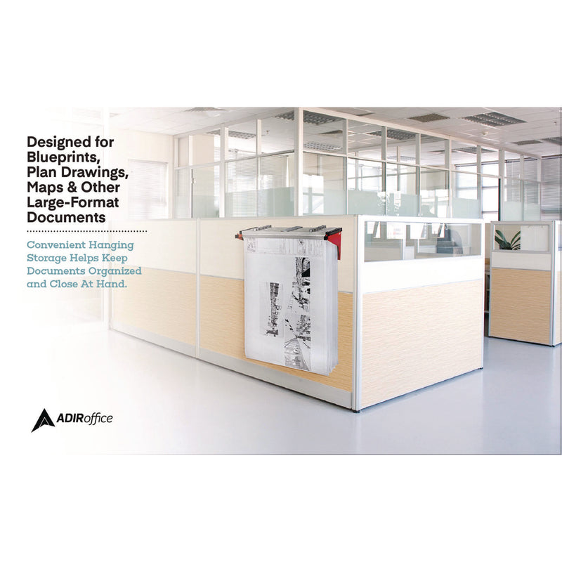 AdirOffice Drop Lift Blueprint Storage Wall Rack, Assorted Document Sizes Accommodated, 7.9" x 1.2" x 7.1", Red (ALHI616RED) Each