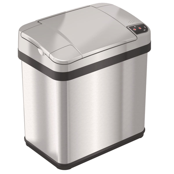 HLS Commercial® Rectangular Sensor Trash Can, 2.5 gal, Plastic, Silver (HLMHLS02SS) Each