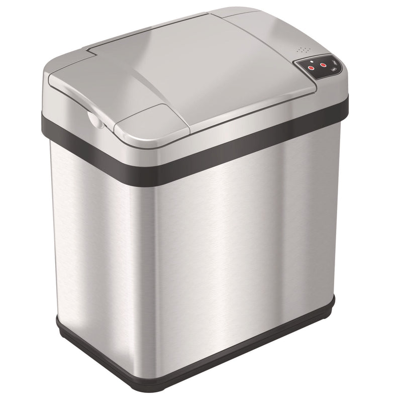 HLS Commercial® Rectangular Sensor Trash Can, 2.5 gal, Plastic, Silver (HLMHLS02SS) Each
