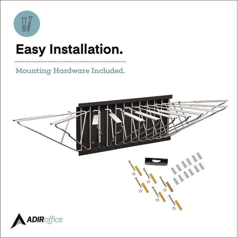 AdirOffice Large File Blueprint Pivot Wall Rack, Assorted Document Sizes Accommodated, 11" x 15.8" x 23.9", Black (ALHI617BLK) Each