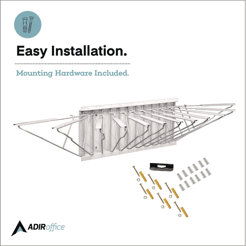AdirOffice Large File Blueprint Pivot Wall Rack, Assorted Document Sizes Accommodated, 11" x 15.8" x 23.9", White (ALHI617WHI) Each