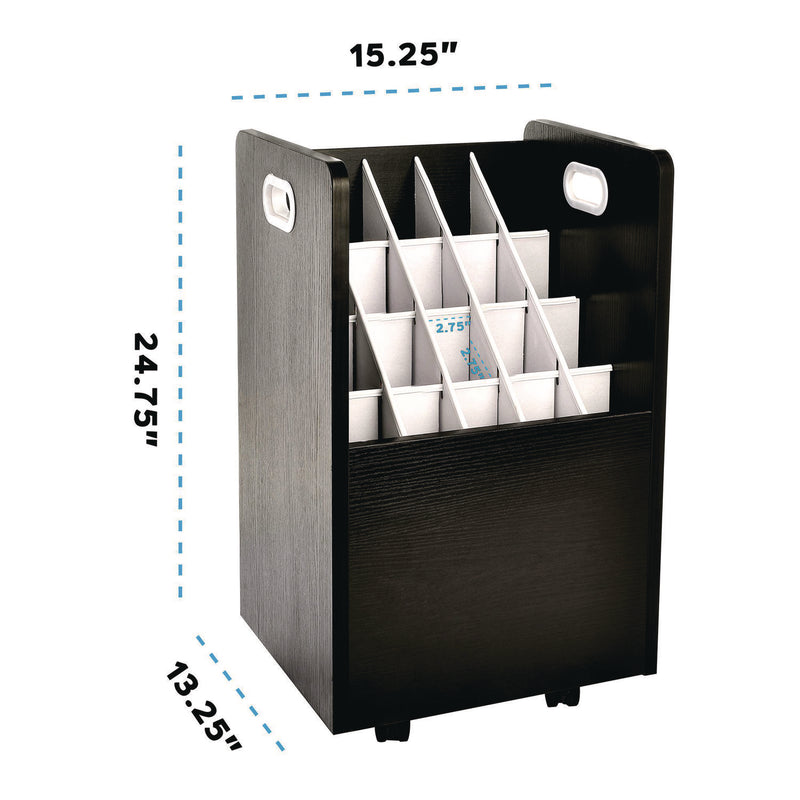 AdirOffice 20-Slot Mobile Rolling Wood Blueprint Storage Cabinet Roll File Large Document Organizer, 15.25 x 13.25 x 24.75, Black (ALHI624BLK) Each