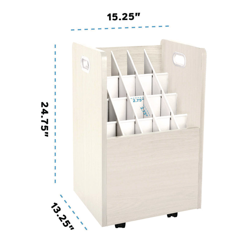 AdirOffice 20-Slot Mobile Rolling Wood Blueprint Storage Cabinet Roll File Large Document Organizer, 15.25 x 13.25 x 24.75, White (ALHI624WHI) Each