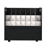 AdirOffice 21-Slot Mobile Rolling Wood Blueprint Storage Cabinet Roll File Large Document Organizer, 30 x 15.75 x 28.5, Black (ALHI625BLK) Each