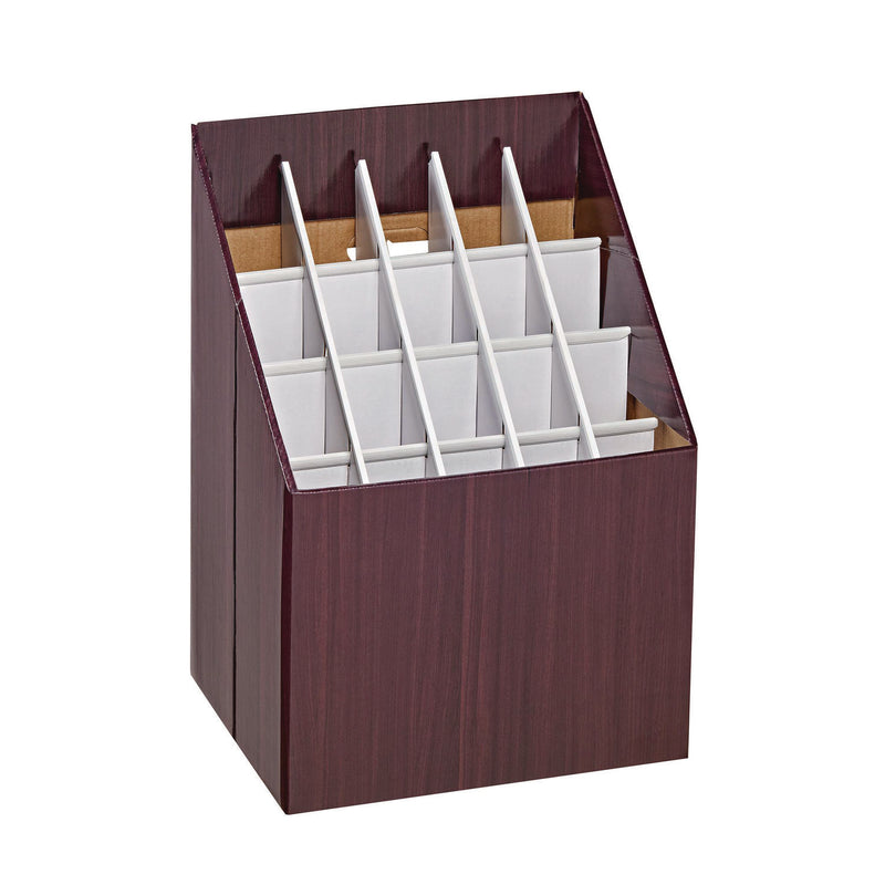 AdirOffice Upright Blueprint Rolled File Corrugated Box, 20 Compartments, 15 x 12 x 22, Walnut (ALHI628) Each