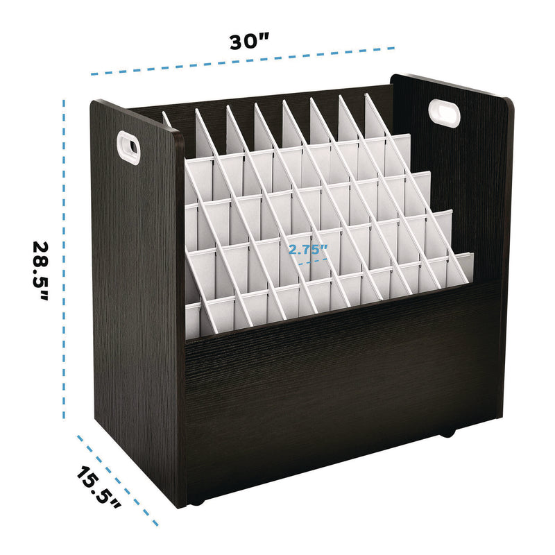 AdirOffice 50-Compartment Mobile Wood Blueprint Rolled File Storage Organizer, 50 Compartments, 30 x 15.75 x 28.5, Black (ALHI626BLK) Each