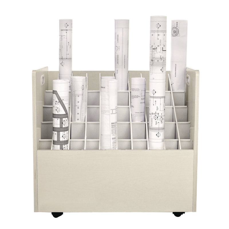 AdirOffice 50-Compartment Mobile Wood Blueprint Rolled File Storage Organizer, 50 Compartments, 30 x 15.75 x 28.5, White (ALHI626WHI) Each