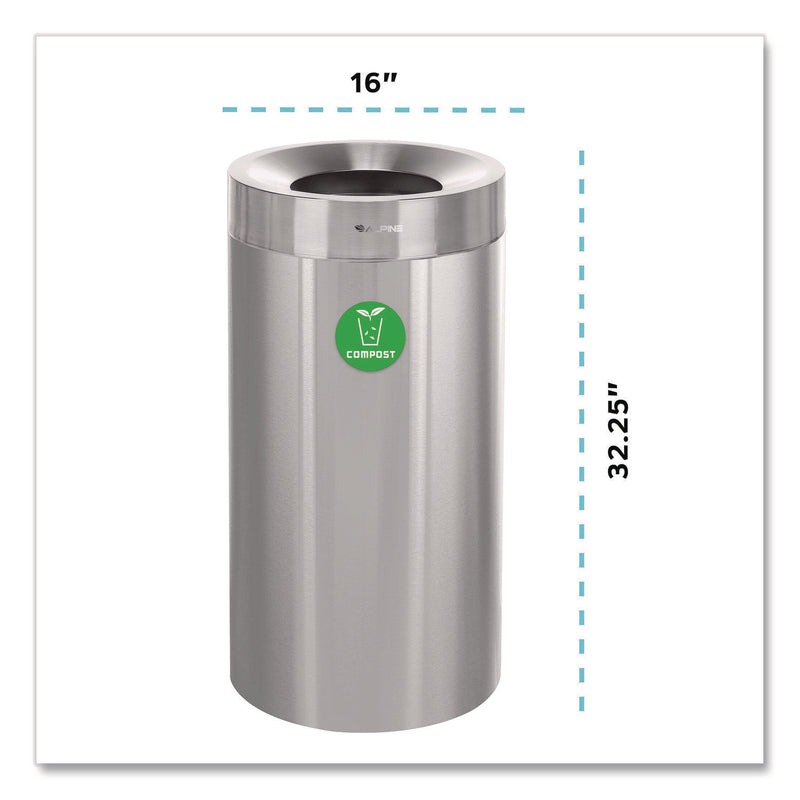 Alpine Industries 27 Gallon Stainless Steel Compost Can, Brushed Stainless Steel (ALHALP47527CO) Each