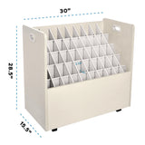 AdirOffice 50-Compartment Mobile Wood Blueprint Rolled File Storage Organizer, 50 Compartments, 30 x 15.75 x 28.5, White (ALHI626WHI) Each