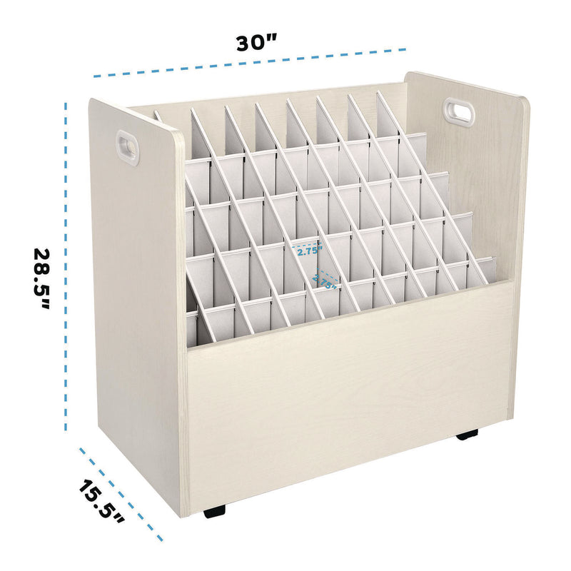 AdirOffice 50-Compartment Mobile Wood Blueprint Rolled File Storage Organizer, 50 Compartments, 30 x 15.75 x 28.5, White (ALHI626WHI) Each