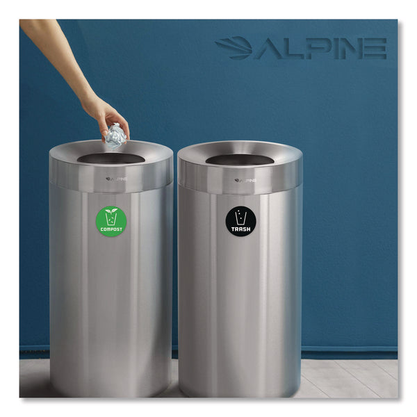 Alpine Industries 27 Gallon Stainless Steel Compost Bin and Trash Can, Brushed Stainless Steel (ALHALP47527COT) Each