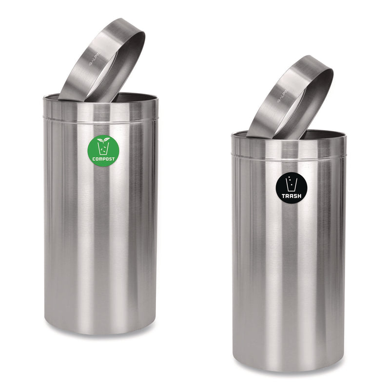 Alpine Industries 27 Gallon Stainless Steel Compost Bin and Trash Can, Brushed Stainless Steel (ALHALP47527COT) Each