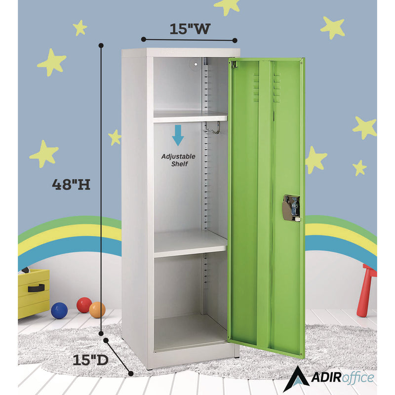 AdirOffice Steel Storage Locker, 1 Compartment, 15 x 15 x 48, Green (ALHI62901GRN) Each