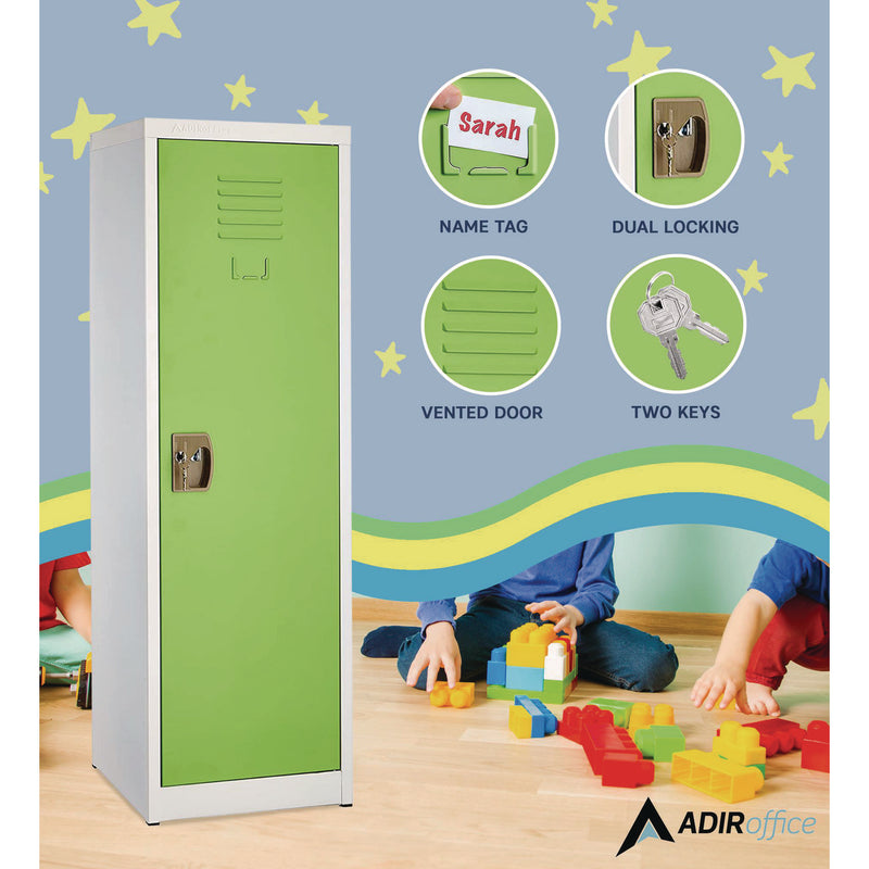 AdirOffice Steel Storage Locker, 1 Compartment, 15 x 15 x 48, Green (ALHI62901GRN) Each