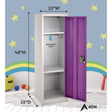 AdirOffice Steel Storage Locker, 1 Compartment, 15 x 15 x 48, Purple (ALHI62901PUR) Each