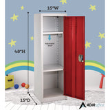 AdirOffice Steel Storage Locker, 1 Compartment, 15 x 15 x 48, Red (ALHI62901RED) Each