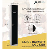 AdirOffice Steel Storage Locker, 1 Compartment, 12 x 12 x 72, Black (ALHI629201BLK) Each