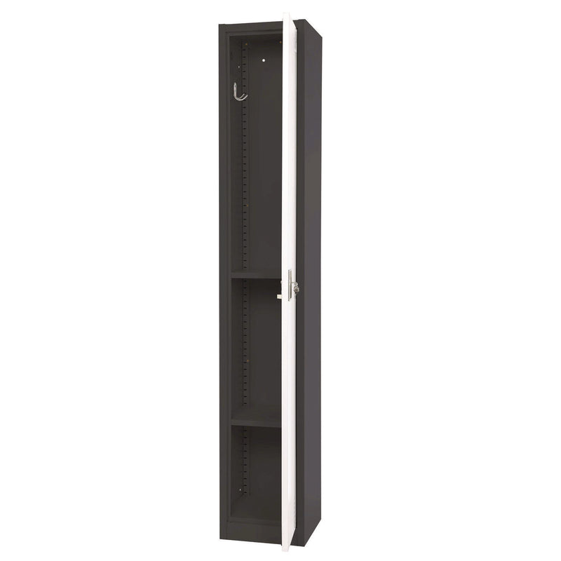 AdirOffice Steel Storage Locker, 1 Compartment, 12 x 12 x 72, Black Body/White Doors (ALHI629201BW) Each