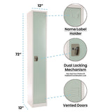 AdirOffice Steel Storage Locker, 1 Compartment, 12 x 12 x 72, Misty Green (ALHI629201MGRN) Each