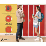 AdirOffice Steel Storage Locker, 1 Compartment, 12 x 12 x 72, Red (ALHI629201RED) Each