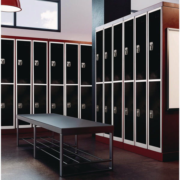 AdirOffice Steel Storage Locker, 2 Compartment, 12 x 12 x 72, Black (ALHI629202BLK) Each