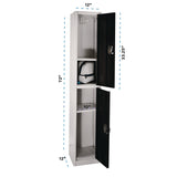 AdirOffice Steel Storage Locker, 2 Compartment, 12 x 12 x 72, Black (ALHI629202BLK) Each