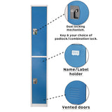 AdirOffice Steel Storage Locker, 2 Compartment, 12 x 12 x 72, Blue (ALHI629202BLU) Each