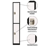 AdirOffice Steel Storage Locker, 2 Compartment, 12 x 12 x 72, Black Body/White Doors (ALHI629202BW) Each