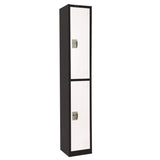 AdirOffice Steel Storage Locker, 2 Compartment, 12 x 12 x 72, Black Body/White Doors (ALHI629202BW) Each