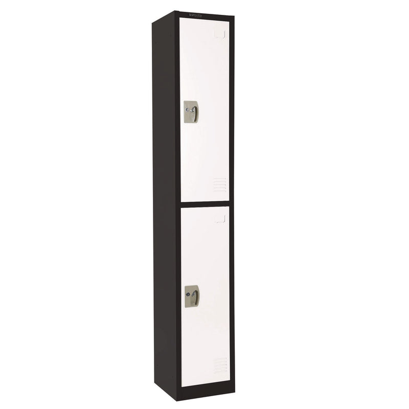 AdirOffice Steel Storage Locker, 2 Compartment, 12 x 12 x 72, Black Body/White Doors (ALHI629202BW) Each