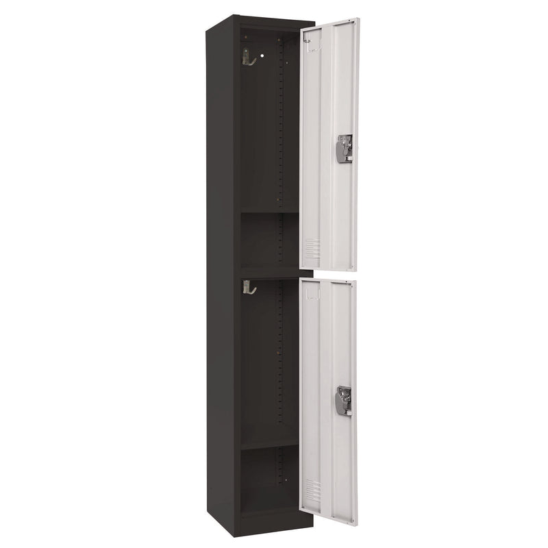 AdirOffice Steel Storage Locker, 2 Compartment, 12 x 12 x 72, Black Body/White Doors (ALHI629202BW) Each