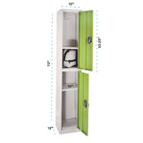 AdirOffice Steel Storage Locker, 2 Compartment, 12 x 12 x 72, Green (ALHI629202GRN) Each