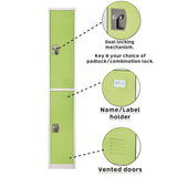 AdirOffice Steel Storage Locker, 2 Compartment, 12 x 12 x 72, Green (ALHI629202GRN) Each