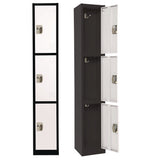 AdirOffice Steel Storage Locker, 3 Compartment, 12 x 12 x 72, Black Body/White Doors (ALHI629203BW) Each