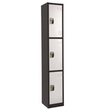 AdirOffice Steel Storage Locker, 3 Compartment, 12 x 12 x 72, Black Body/White Doors (ALHI629203BW) Each