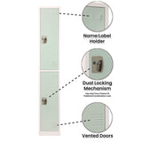 AdirOffice Steel Storage Locker, 2 Compartment, 12 x 12 x 72, Misty Green (ALHI629202MGRN) Each