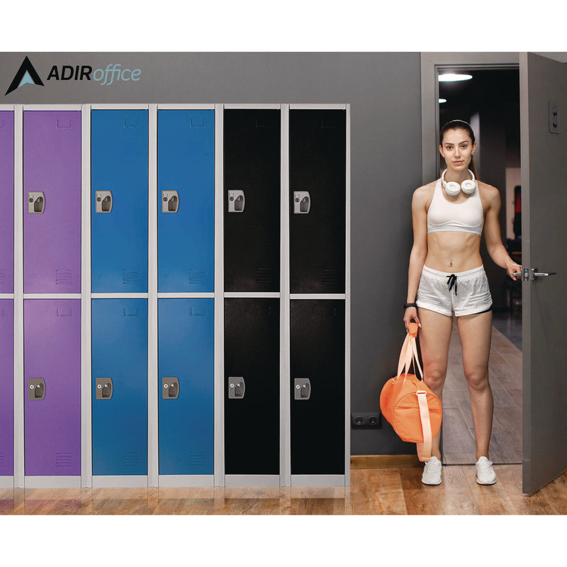 AdirOffice Steel Storage Locker, 2 Compartment, 12 x 12 x 72, Purple (ALHI629202PUR) Each