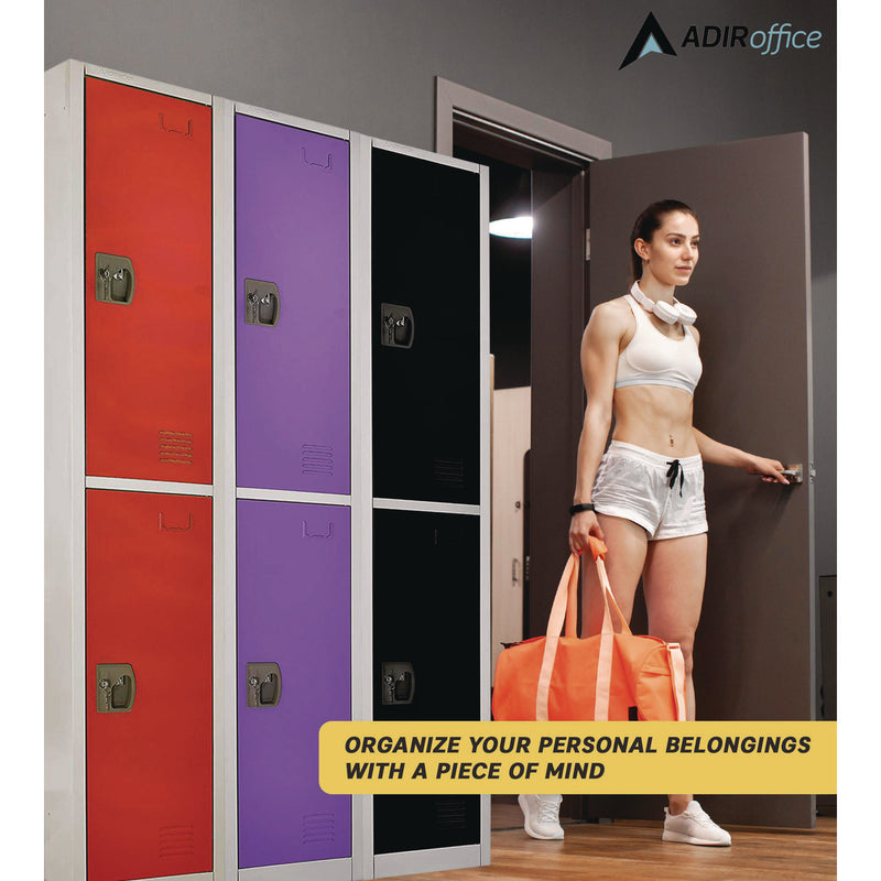 AdirOffice Steel Storage Locker, 2 Compartment, 12 x 12 x 72, Purple (ALHI629202PUR) Each