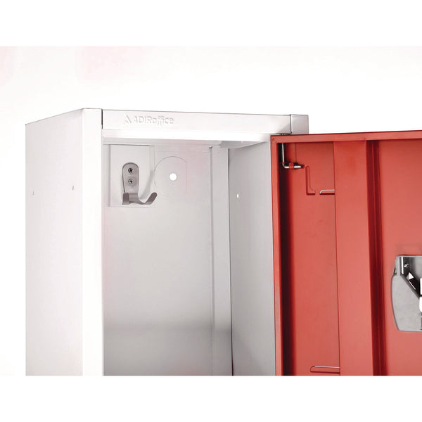 AdirOffice Steel Storage Locker, 2 Compartment, 12 x 12 x 72, Red (ALHI629202RED) Each