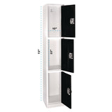 AdirOffice Steel Storage Locker, 3 Compartment, 12 x 12 x 72, Black (ALHI629203BLK) Each