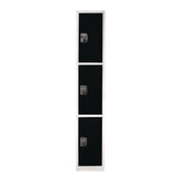AdirOffice Steel Storage Locker, 3 Compartment, 12 x 12 x 72, Black (ALHI629203BLK) Each