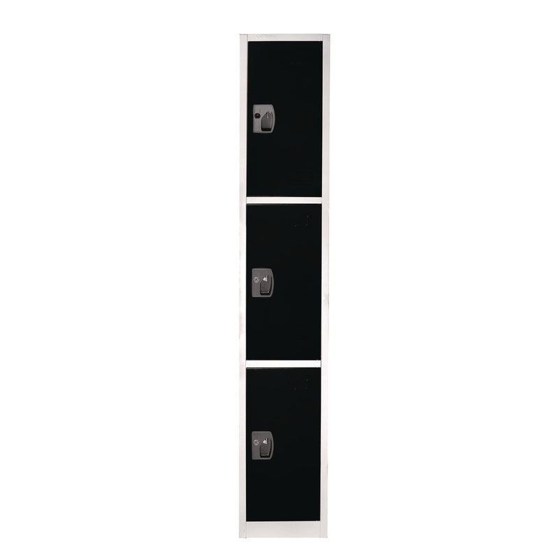 AdirOffice Steel Storage Locker, 3 Compartment, 12 x 12 x 72, Black (ALHI629203BLK) Each