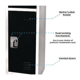 AdirOffice Steel Storage Locker, 3 Compartment, 12 x 12 x 72, Black (ALHI629203BLK) Each