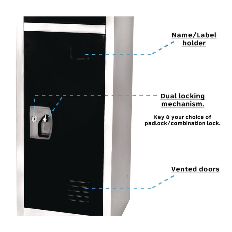AdirOffice Steel Storage Locker, 3 Compartment, 12 x 12 x 72, Black (ALHI629203BLK) Each