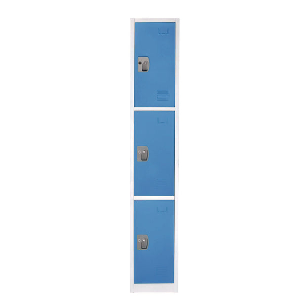 AdirOffice Steel Storage Locker, 3 Compartment, 12 x 12 x 72, Blue (ALHI629203BLU) Each